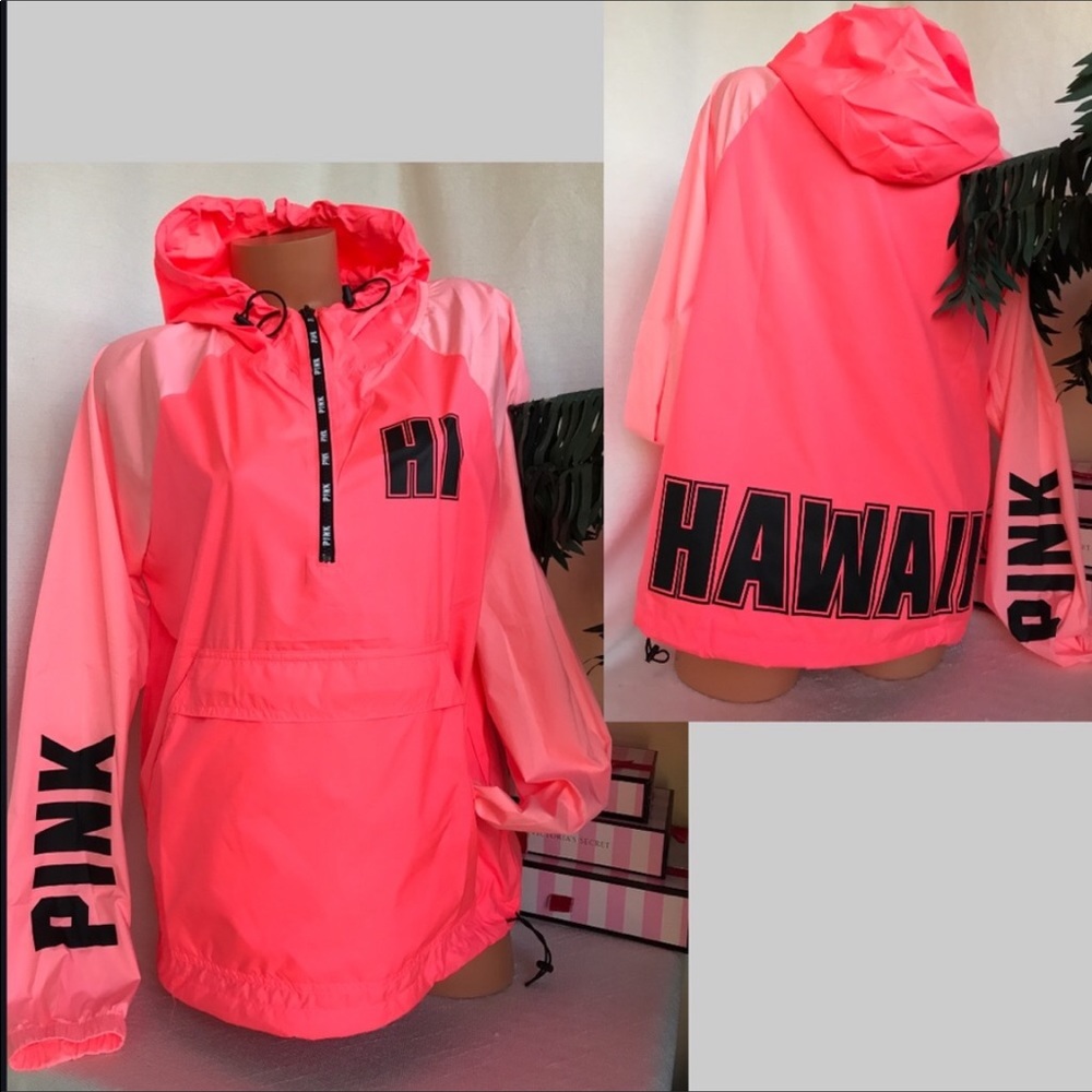 VS PINK S,M,L ANORAK WINDBREAKER NEON HAWAII LOGO